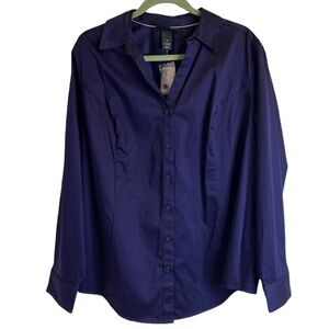 NWT Lane Bryant Button Down Long Sleeve Shirt Blouse Purple Women's. Size 26